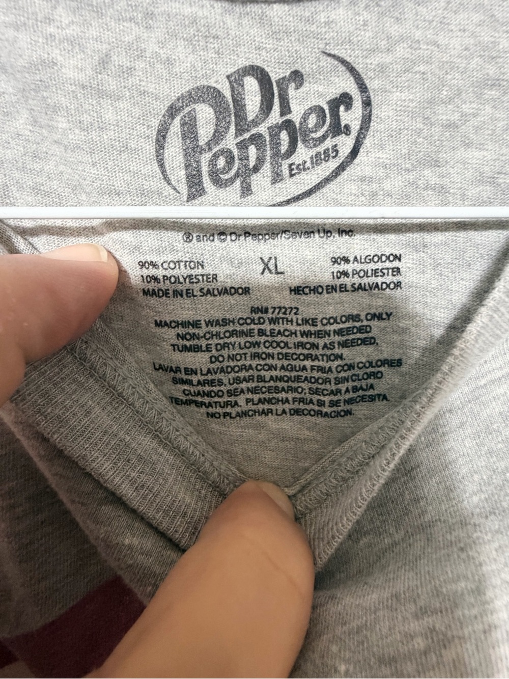 Women’s Light Gray Dr Pepper Crew Neck Tee Distressed - Picture 3 of 4